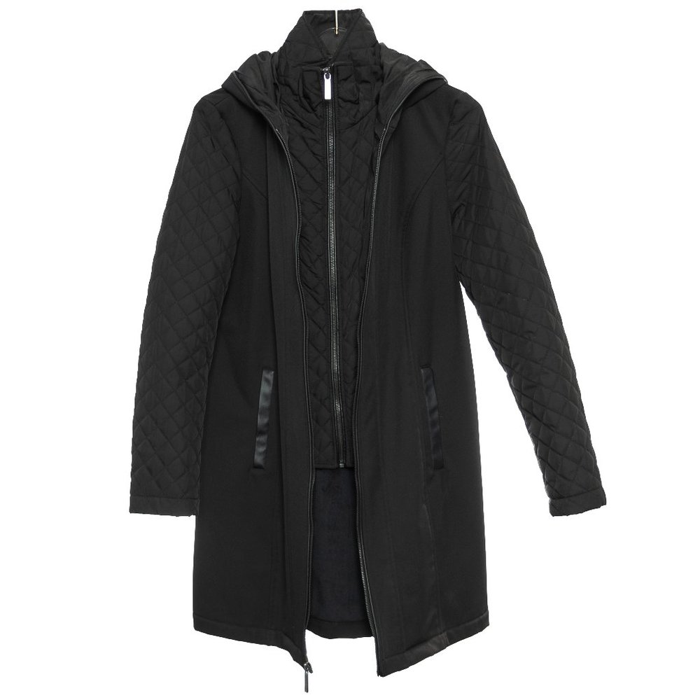 Michael Kors Black Double Zipper Water Resistant Jacket with Hood Size Medium